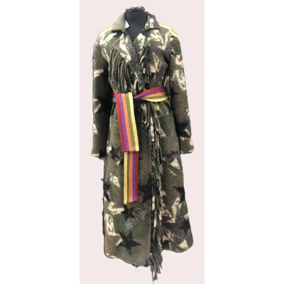 CAPPOTTO CAMOUFLAGE CON FRANGE