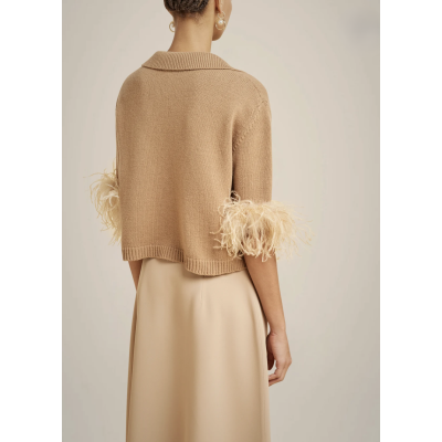 MAGLIA CON PIUME IN CASHMERE RICICLATO