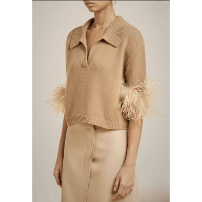 MAGLIA CON PIUME IN CASHMERE RICICLATO