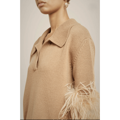 MAGLIA CON PIUME IN CASHMERE RICICLATO